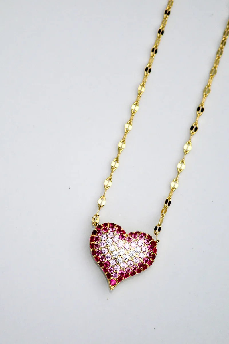QUEEN OF HEARTS NECKLACE- PINK OMBRÉ sold by Native Gem