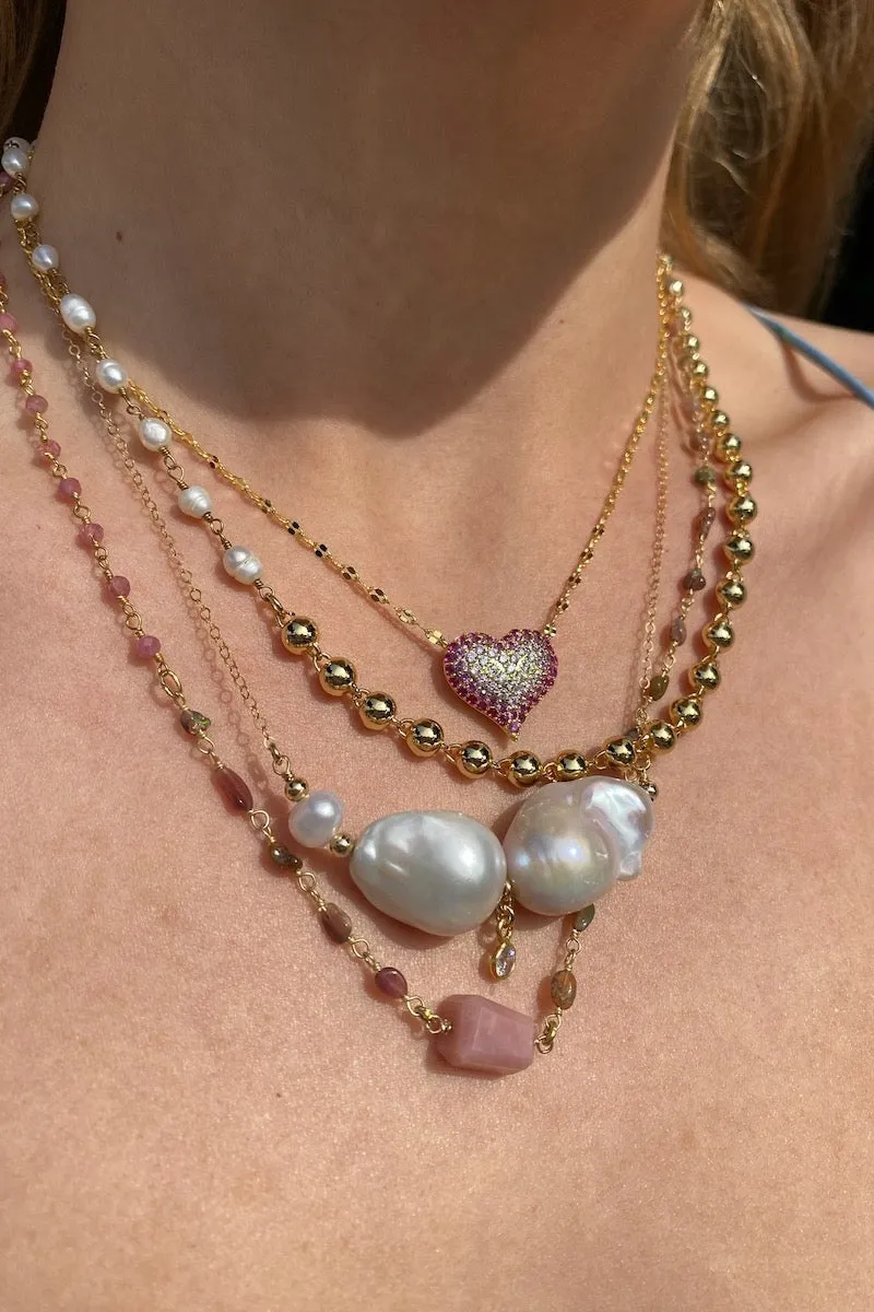 QUEEN OF HEARTS NECKLACE- PINK OMBRÉ sold by Native Gem product image thumbnail 2