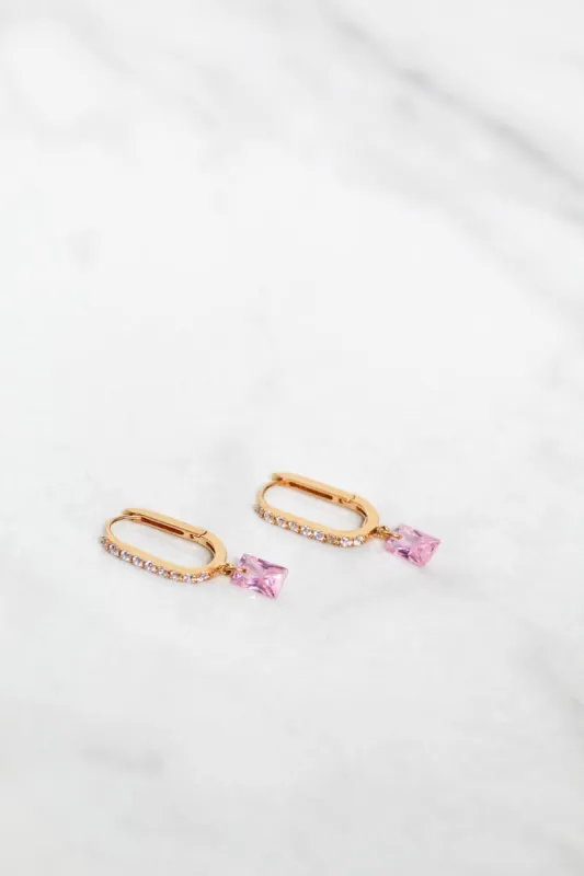 BON BON RECTANGLE EARRINGS- LIGHT PINK sold by Native Gem