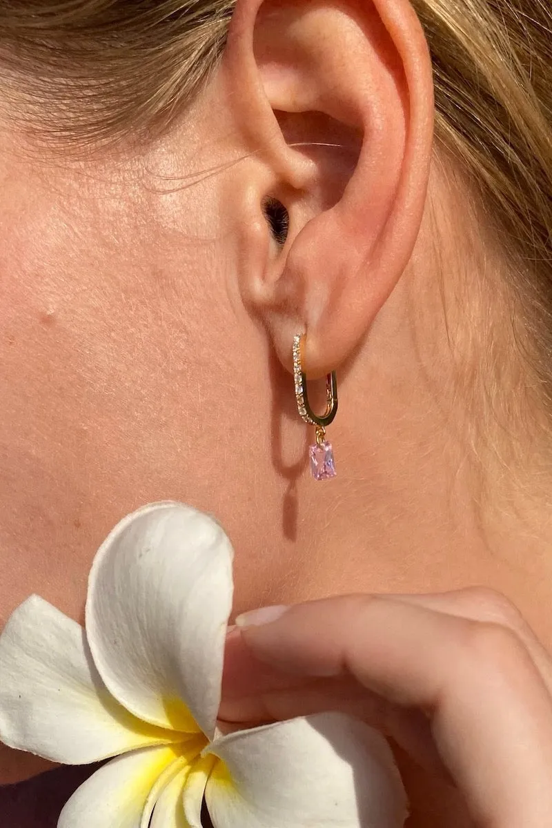 BON BON RECTANGLE EARRINGS- LIGHT PINK sold by Native Gem product image thumbnail 3