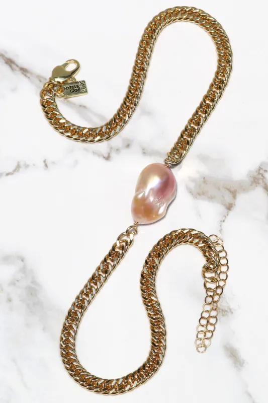 BLING PEARL NECKLACE- BLUSH made by Native Gem