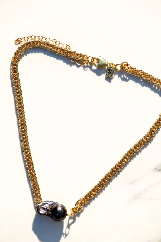 BLING PEARL NECKLACE- BLACK made by Native Gem