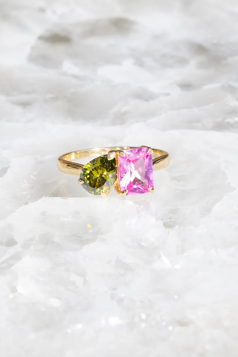 PERFECT PAIR RING- PINK + PERIDOT sold by Native Gem