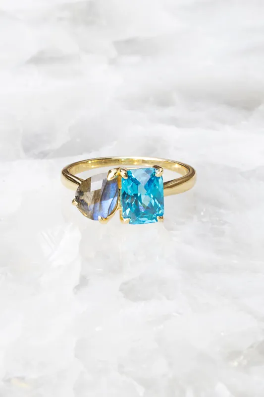 PERFECT PAIR RING- PARAIBA + LABRADORITE made by Native Gem