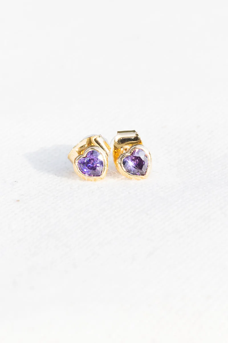 TEENY HEART STUDS- AMETHYST sold by Native Gem