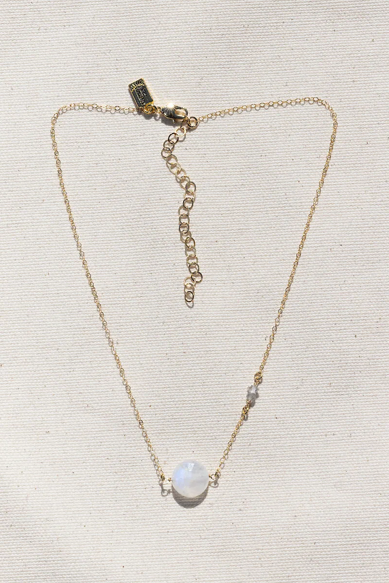MACARON NECKLACE- RAINBOW MOONSTONE sold by Native Gem