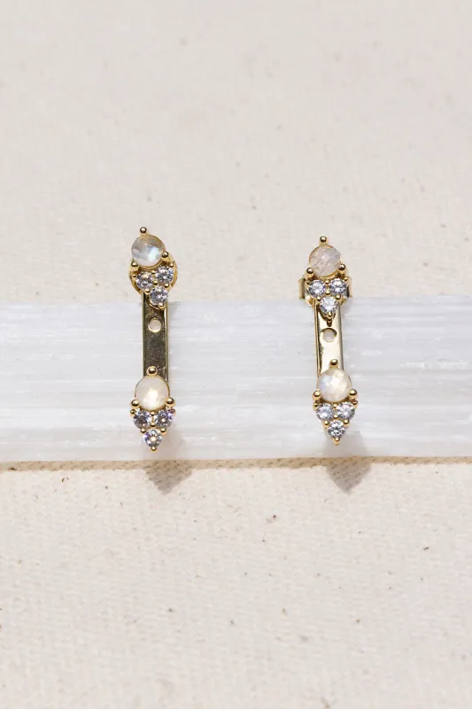 ARIA EAR JACKETS- RAINBOW MOONSTONE sold by Native Gem