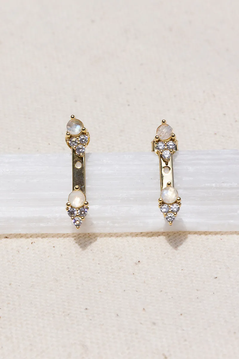 ARIA EAR JACKETS- RAINBOW MOONSTONE sold by Native Gem