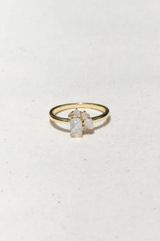 BOUQUET RING- RAINBOW MOONSTONE sold by Native Gem