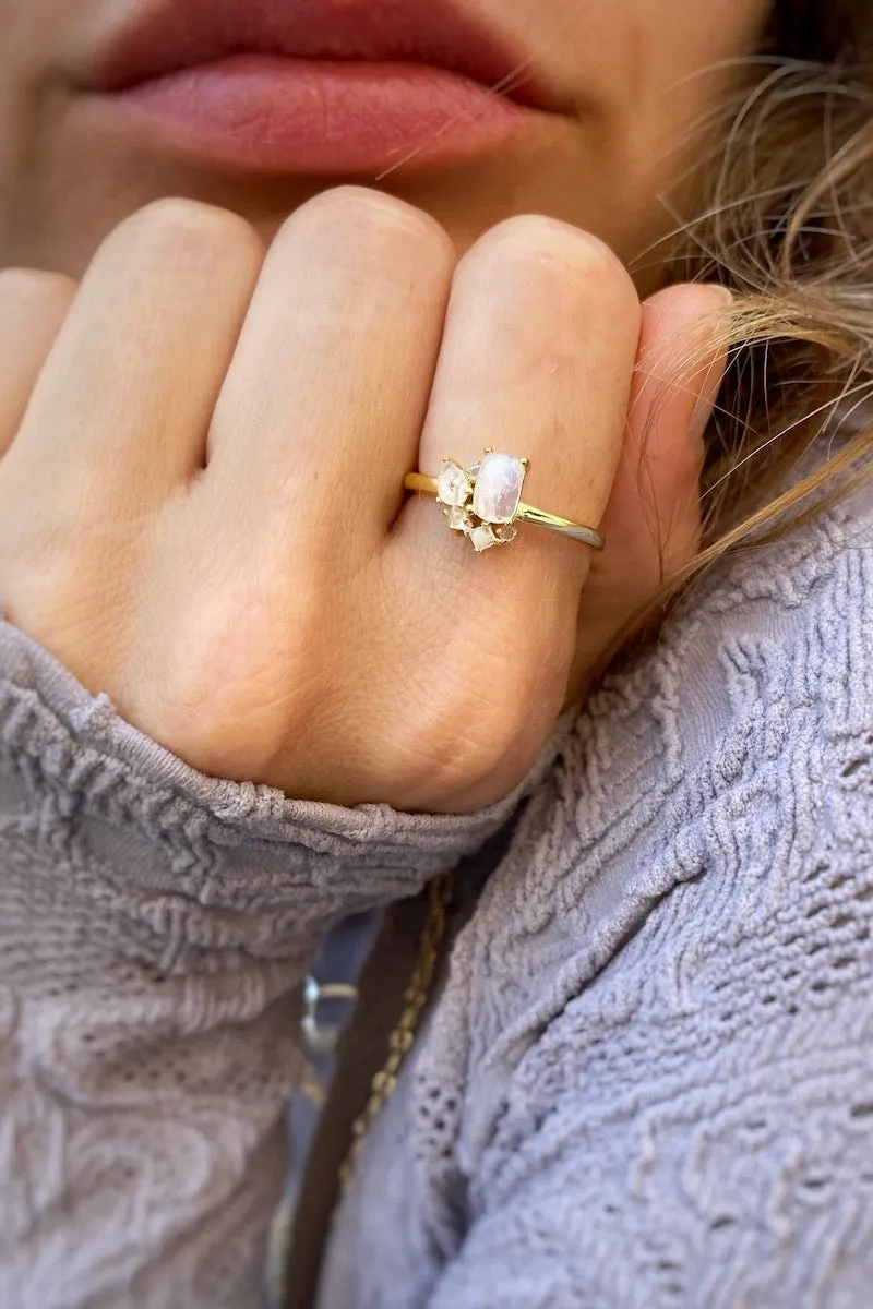 BOUQUET RING- RAINBOW MOONSTONE sold by Native Gem product image thumbnail 2