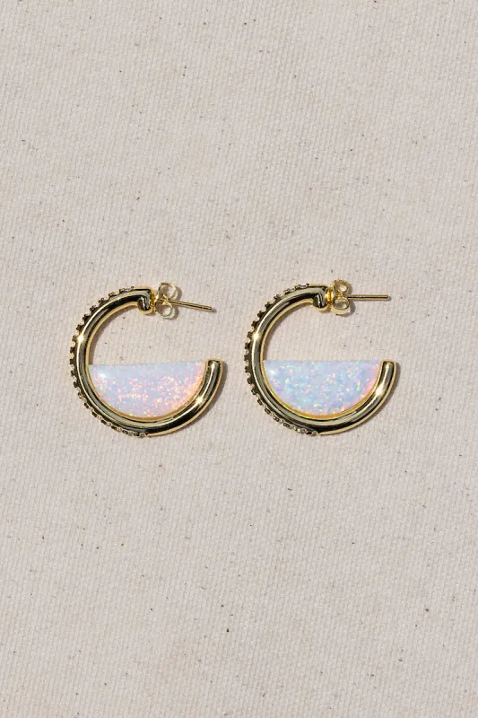 GALILEO HOOPS- WHITE OPAL sold by Native Gem