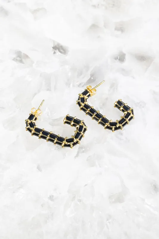 GLAM HOOPS- BLACK ONYX sold by Native Gem