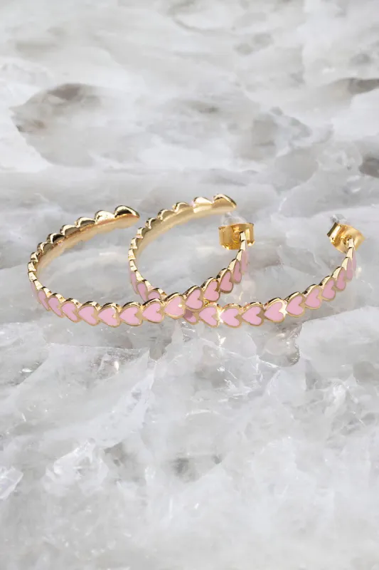 HEART THROB HOOPS- PINK sold by Native Gem