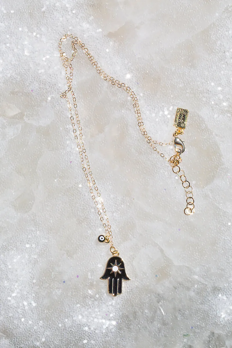HAPPINESS HAMSA NECKLACE- BLACK sold by Native Gem product image thumbnail 3