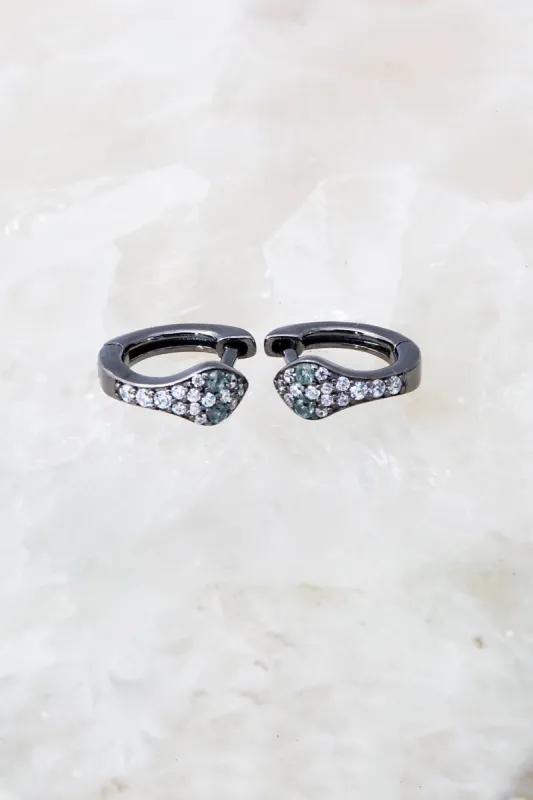 SNAKE CHARMER HUGGIES- BLACK RHODIUM sold by Native Gem