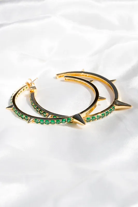 SPIKED HOOPS- EMERALD sold by Native Gem