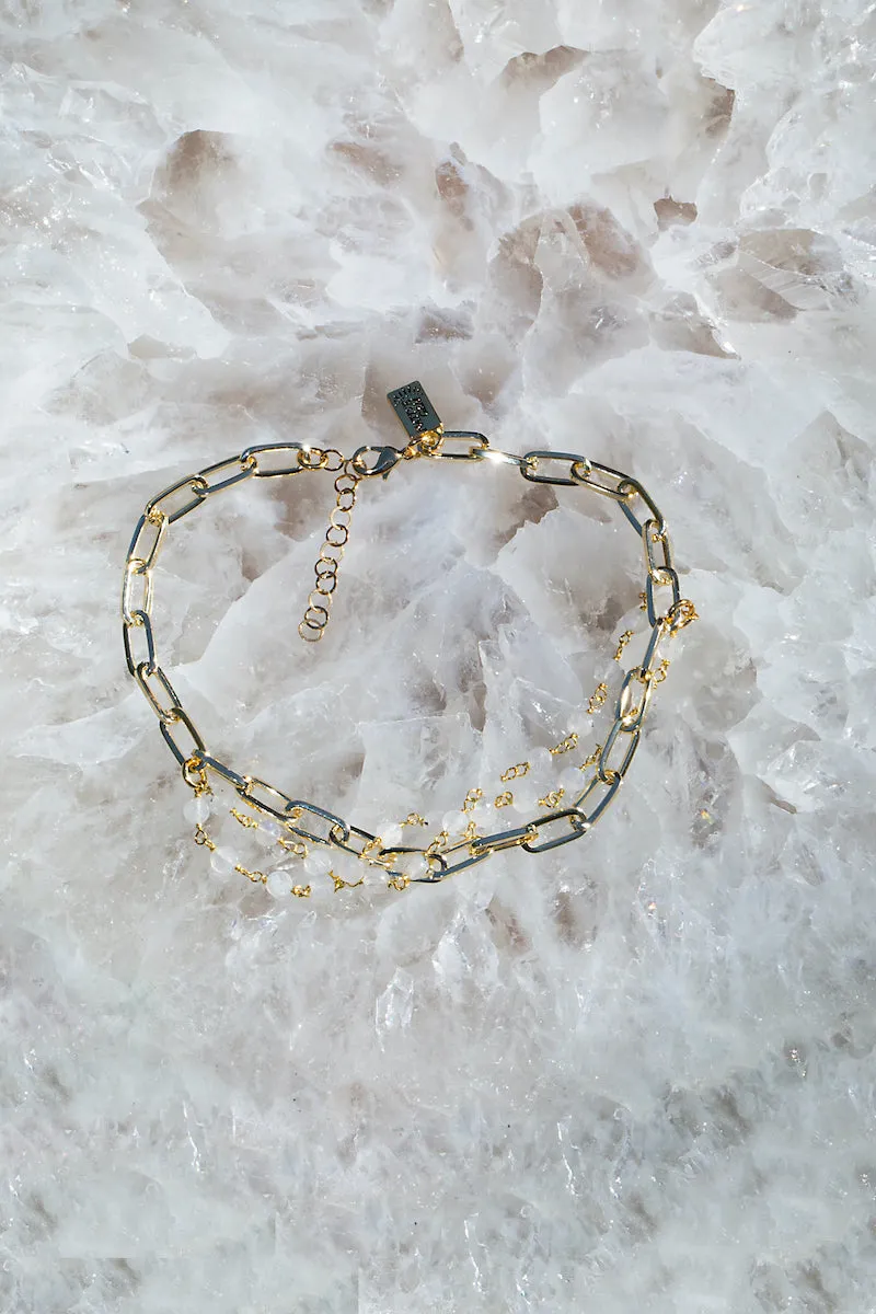 CASCADE ANKLET- RAINBOW MOONSTONE sold by Native Gem