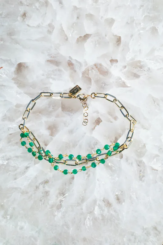 CASCADE ANKLET- GREEN ONYX sold by Native Gem