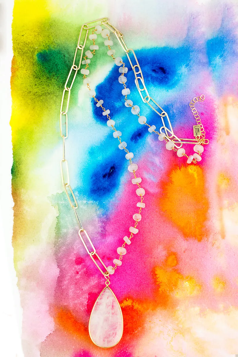 MONROE NECKLACE- RAINBOW MOONSTONE sold by Native Gem