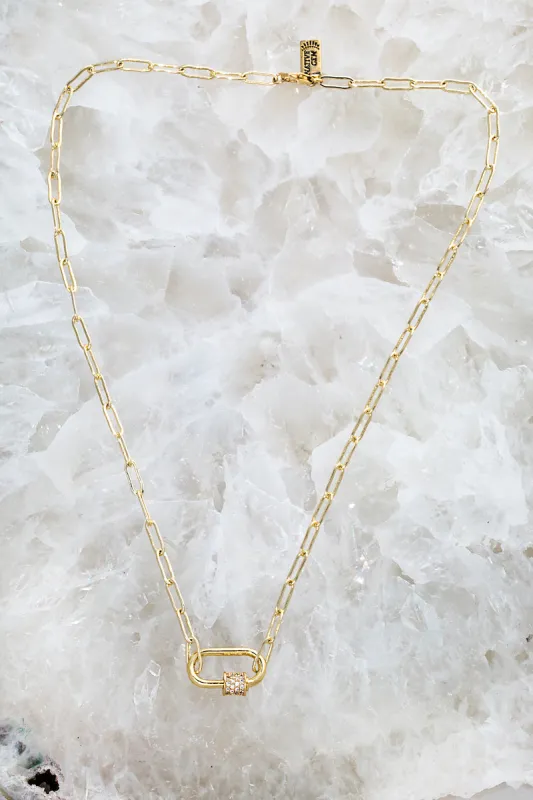CARABINER NECKLACE- 14K GOLD PLATE sold by Native Gem