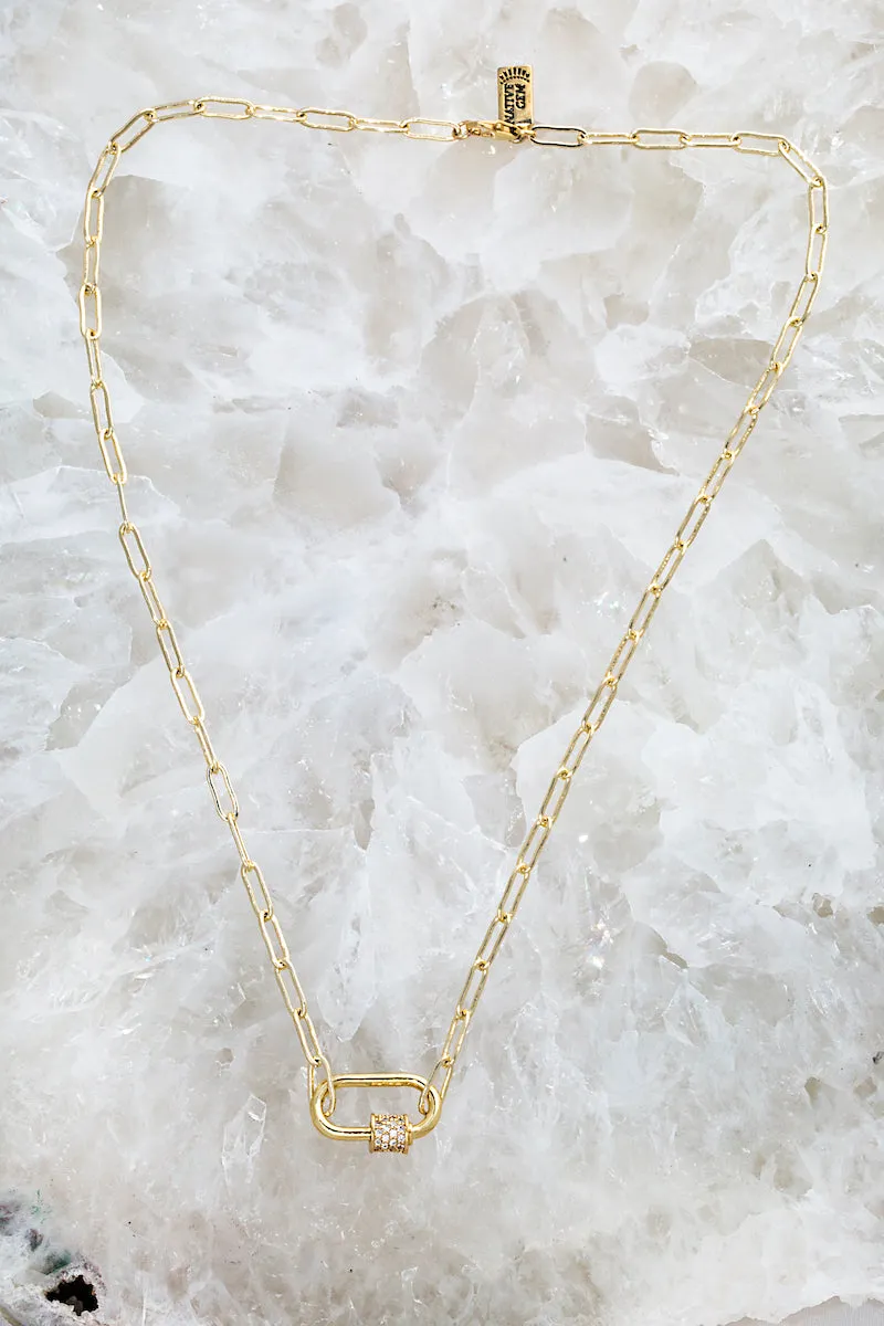 CARABINER NECKLACE- GOLD sold by Native Gem