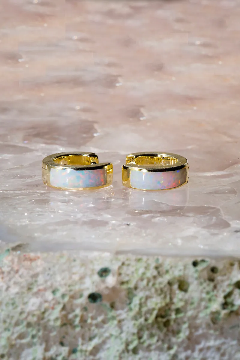 SHAY HUGGIES- WHITE OPAL sold by Native Gem