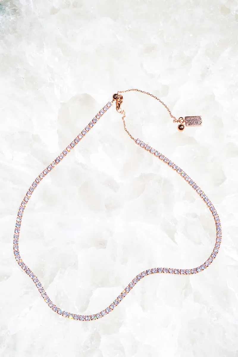 TENNIS NECKLACE- 14K ROSE GOLD SHIMMER sold by Native Gem