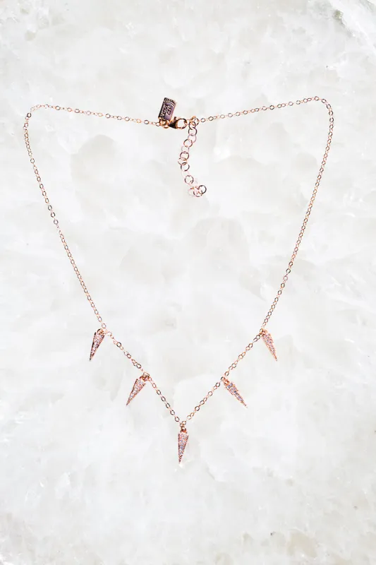DAZZLE SPIKED NECKLACE- 14K ROSE GOLD VERMEIL sold by Native Gem