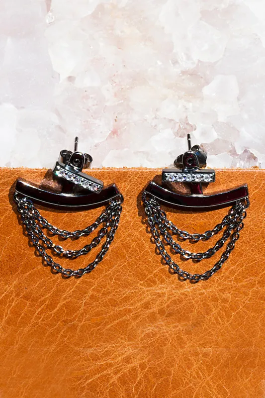 FRINGE EARRINGS- BLACK RHODIUM sold by Native Gem