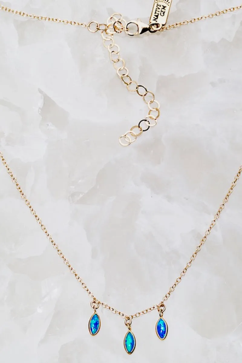 RAINDROPS TRIO NECKLACE- BLUE OPAL sold by Native Gem product image thumbnail 2