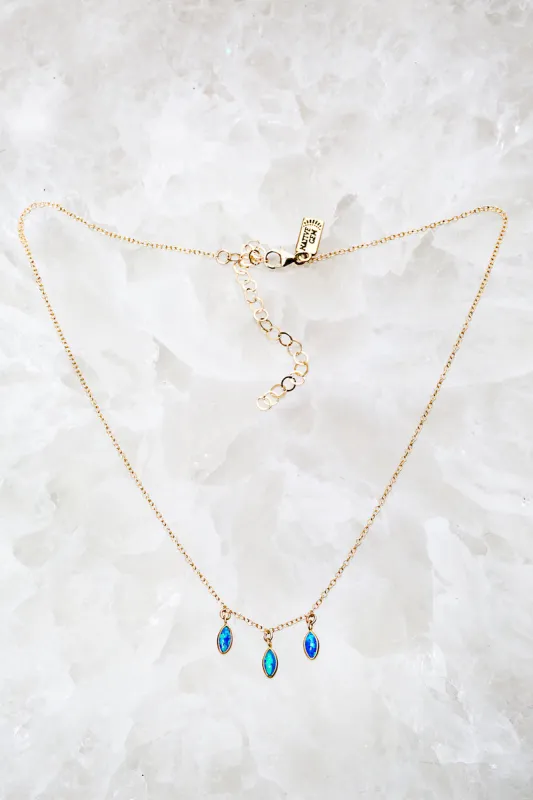 RAINDROPS TRIO NECKLACE- BLUE OPAL sold by Native Gem