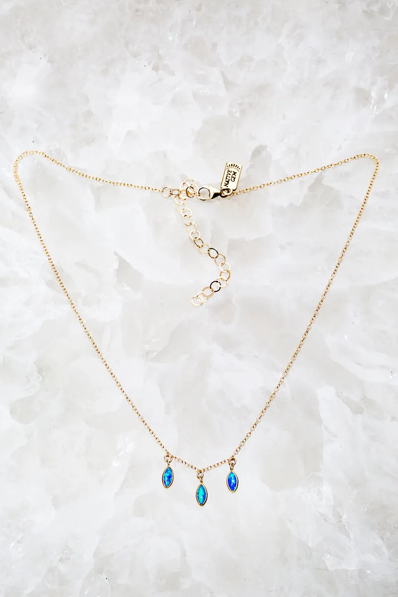 RAINDROPS TRIO NECKLACE- BLUE OPAL sold by Native Gem