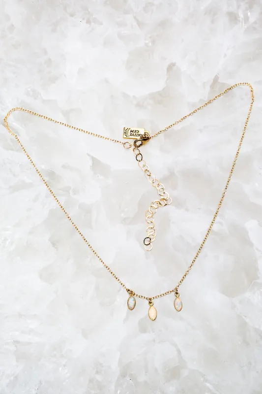 RAINDROPS TRIO NECKLACE- WHITE OPAL sold by Native Gem