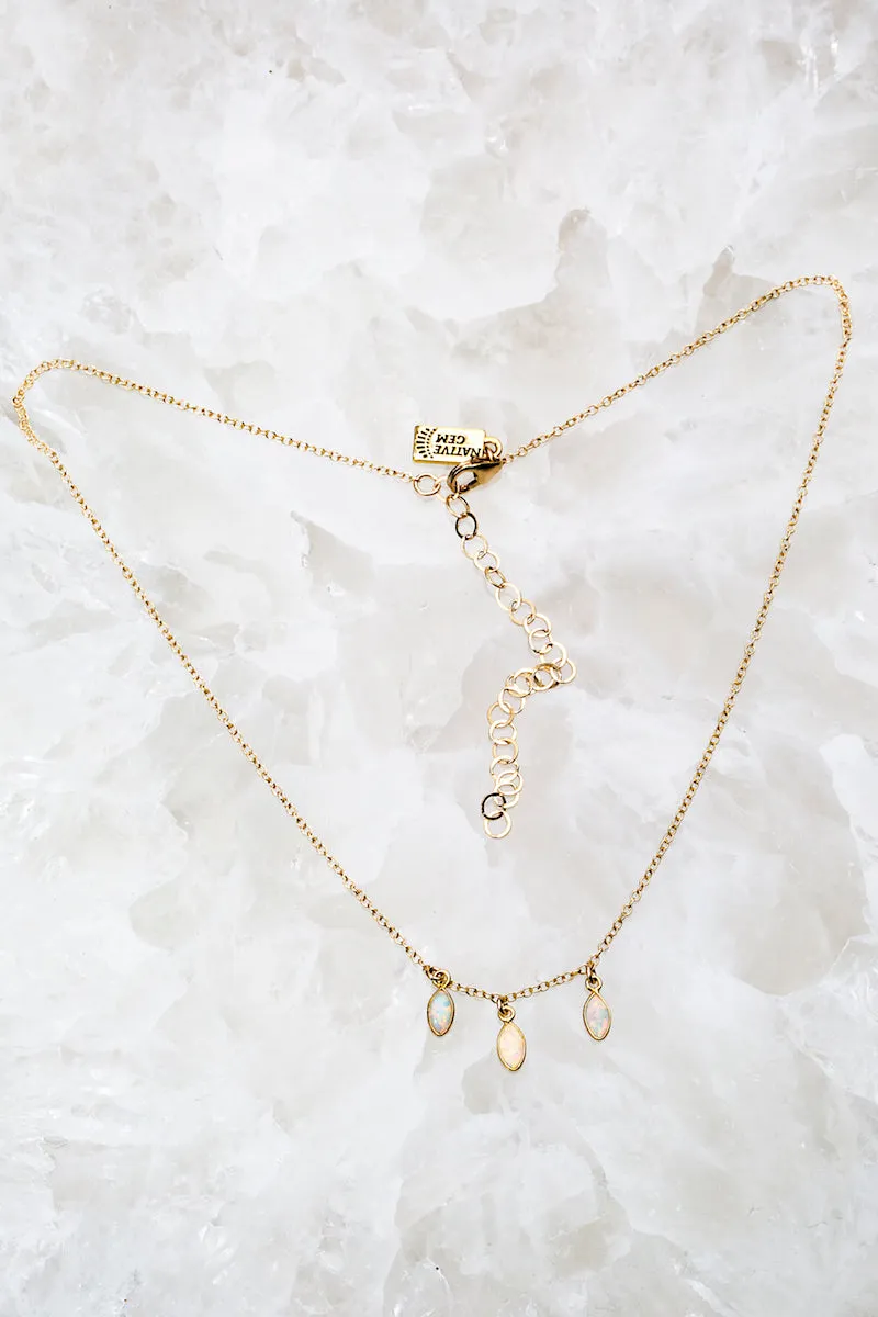 RAINDROPS TRIO NECKLACE- WHITE OPAL sold by Native Gem