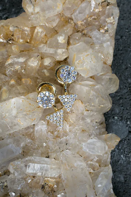 CIRCLE TRIANGLE EARRINGS- 14K GOLD VERMEIL sold by Native Gem