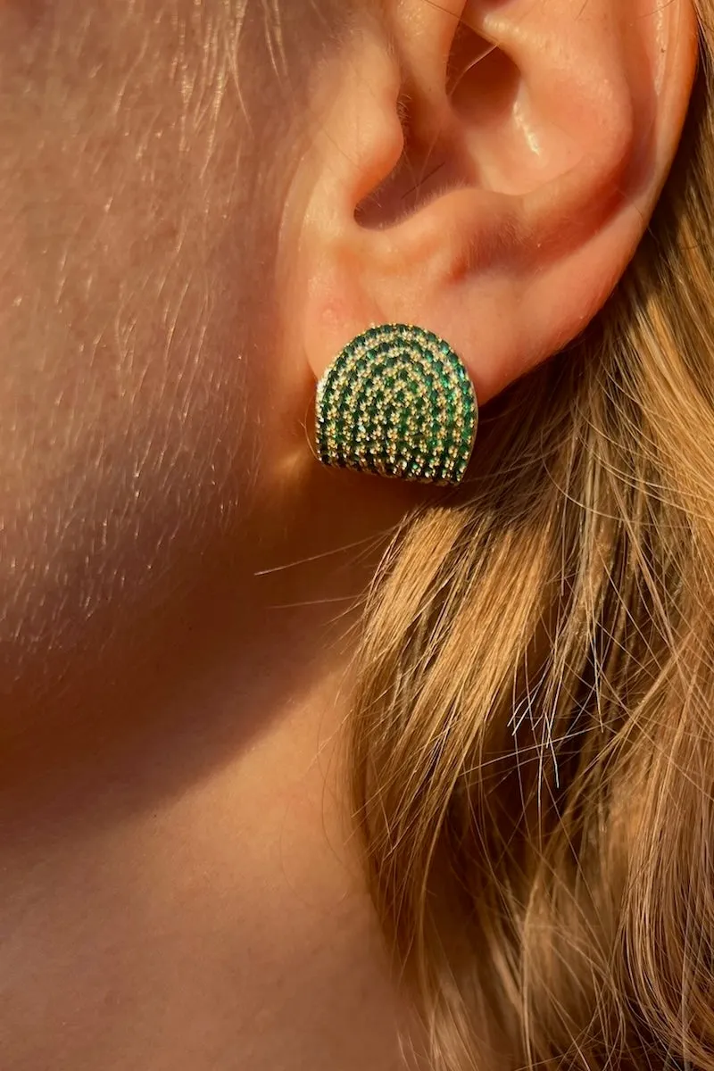 ARC STUDS CZ- EMERALD + 14K GOLD VERMEIL sold by Native Gem product image thumbnail 2