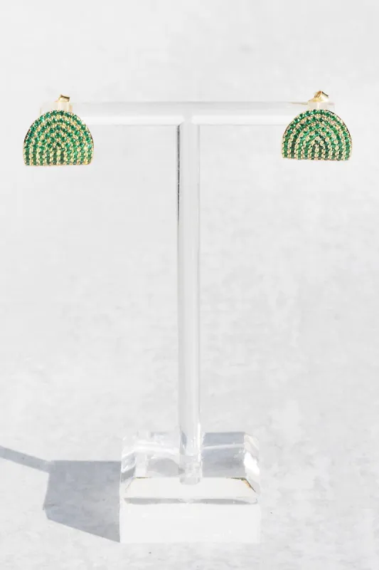 ARC STUDS CZ- EMERALD + 14K GOLD VERMEIL sold by Native Gem