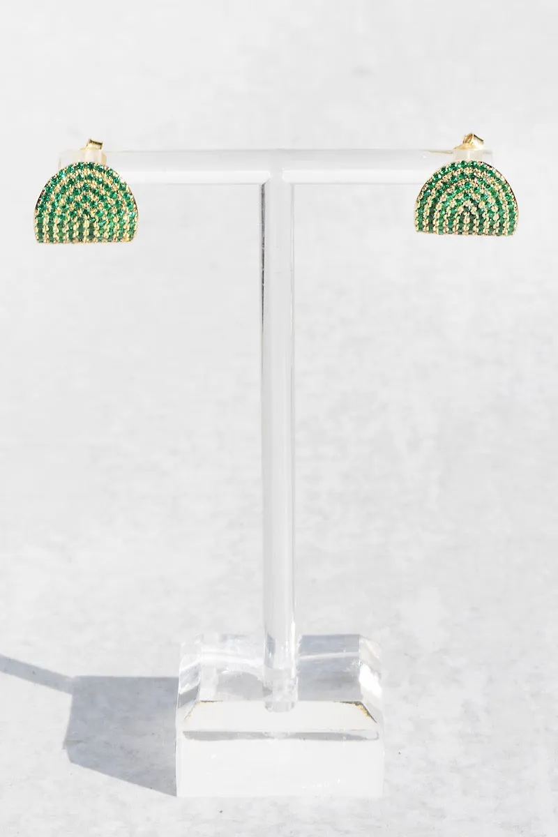 ARC STUDS CZ- EMERALD + 14K GOLD VERMEIL sold by Native Gem