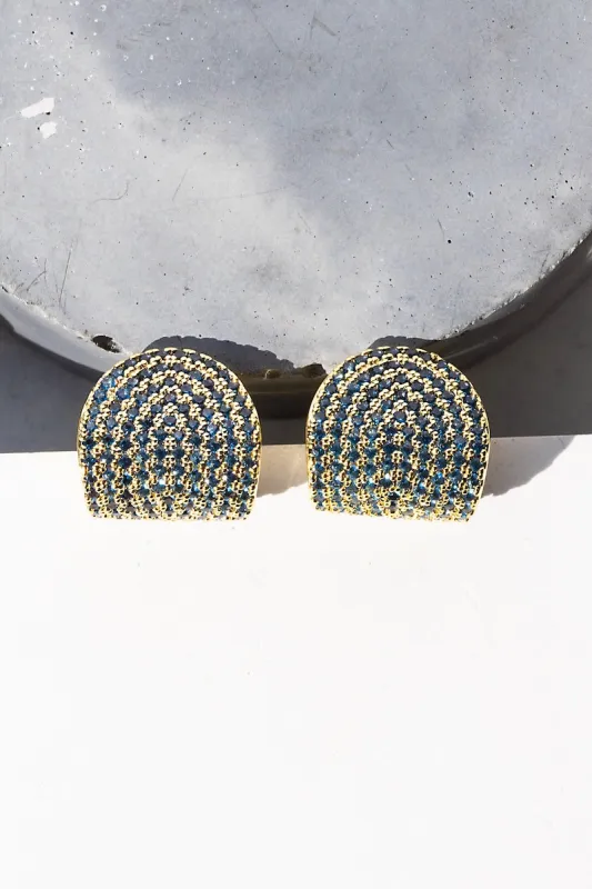 ARC STUDS CZ- LONDON BLUE + 14K GOLD VERMEIL sold by Native Gem