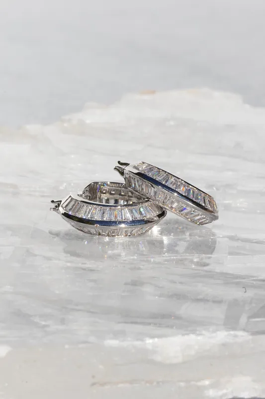 RAZOR EDGE HOOPS- SILVER sold by Native Gem