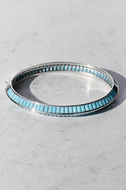 RAZOR EDGE BANGLE- SILVER + TURQUOISE made by Native Gem