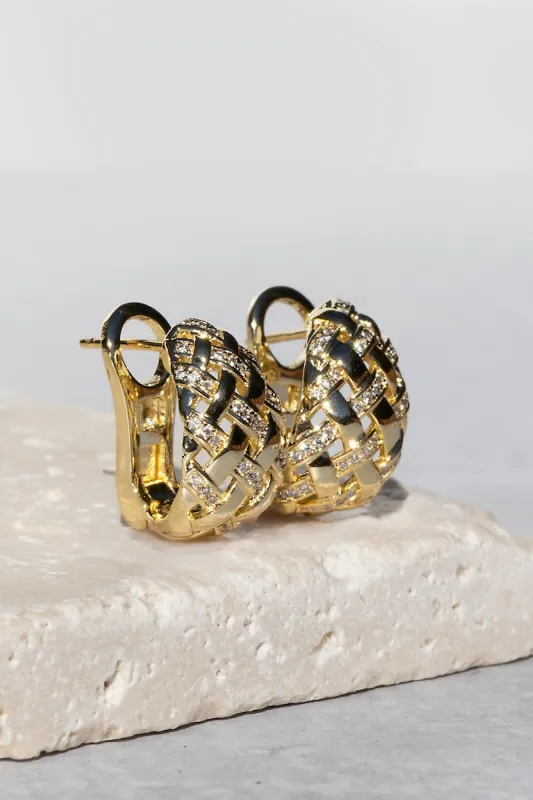 RAFFIA HUGGIES-  GOLD + CZ sold by Native Gem