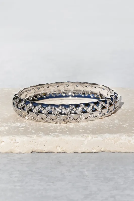 RAFFIA BANGLE- STERLING SILVER + CZ made by Native Gem