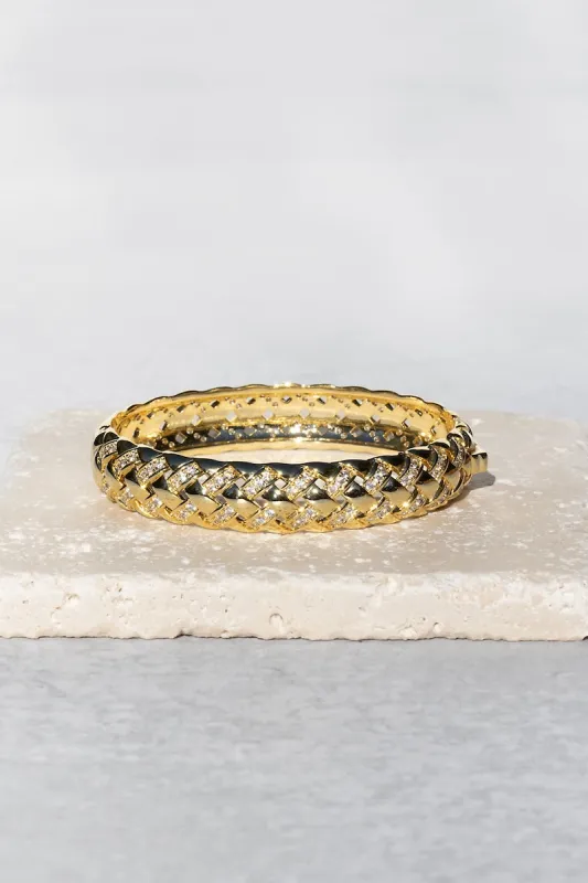 RAFFIA BANGLE- GOLD + CZ made by Native Gem