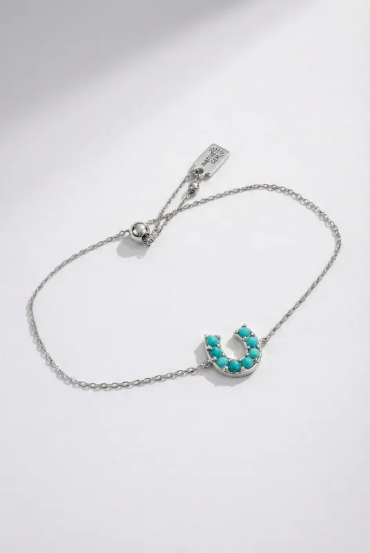 LUCKY HORSESHOE BRACELET- STERLING SILVER + TURQUOISE made by Native Gem