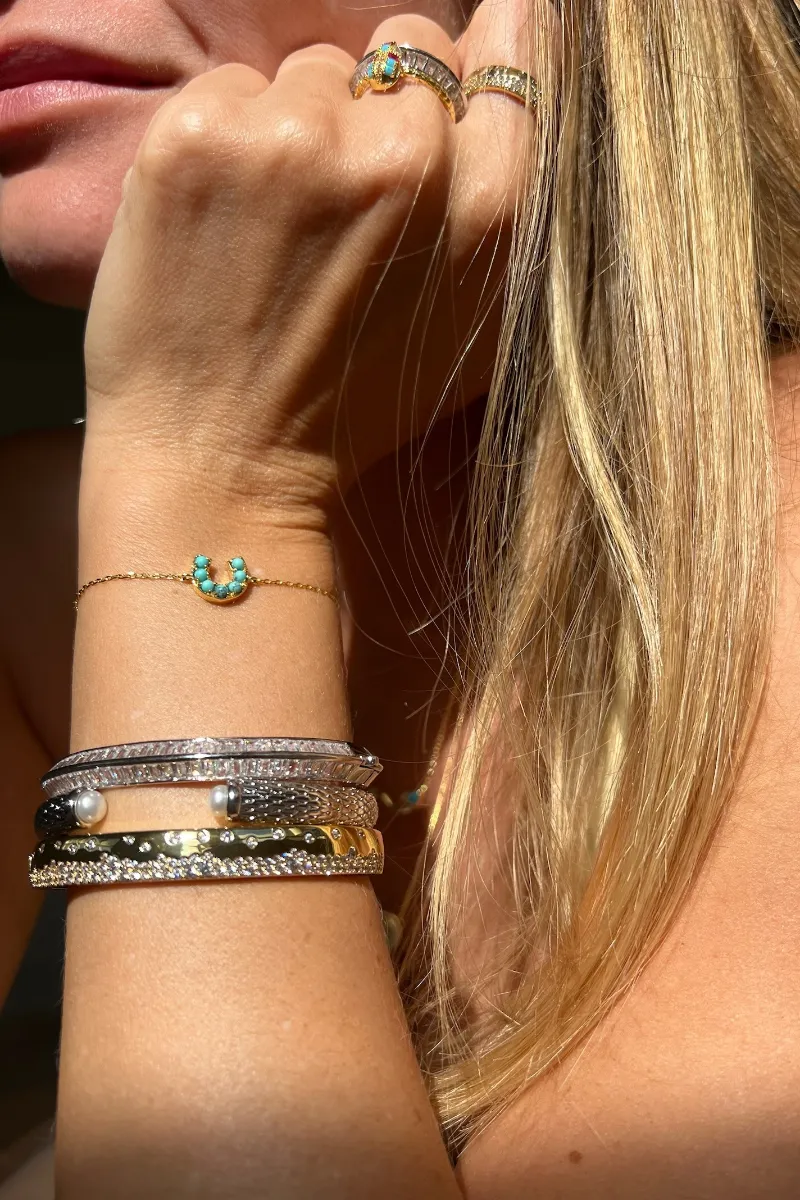 LUCKY HORSESHOE BRACELET- GOLD + TURQUOISE sold by Native Gem product image thumbnail 4