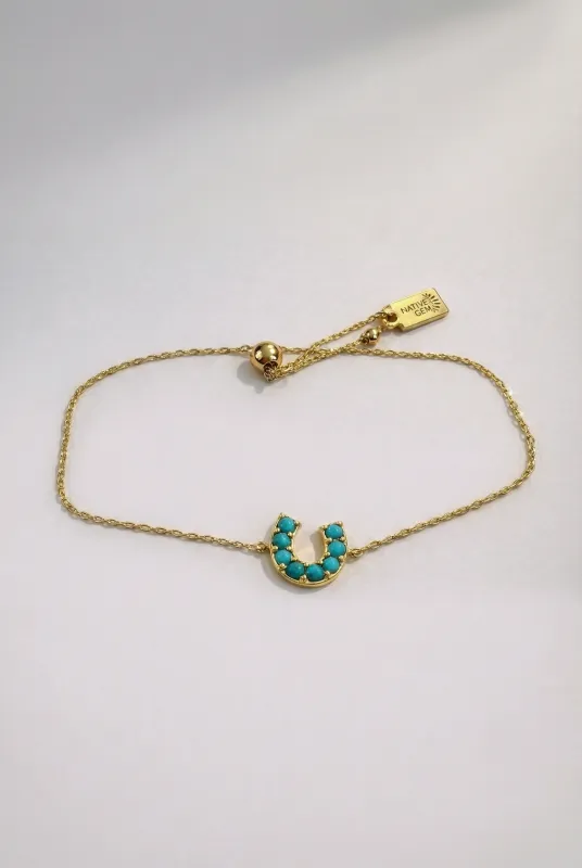 LUCKY HORSESHOE BRACELET- GOLD + TURQUOISE made by Native Gem