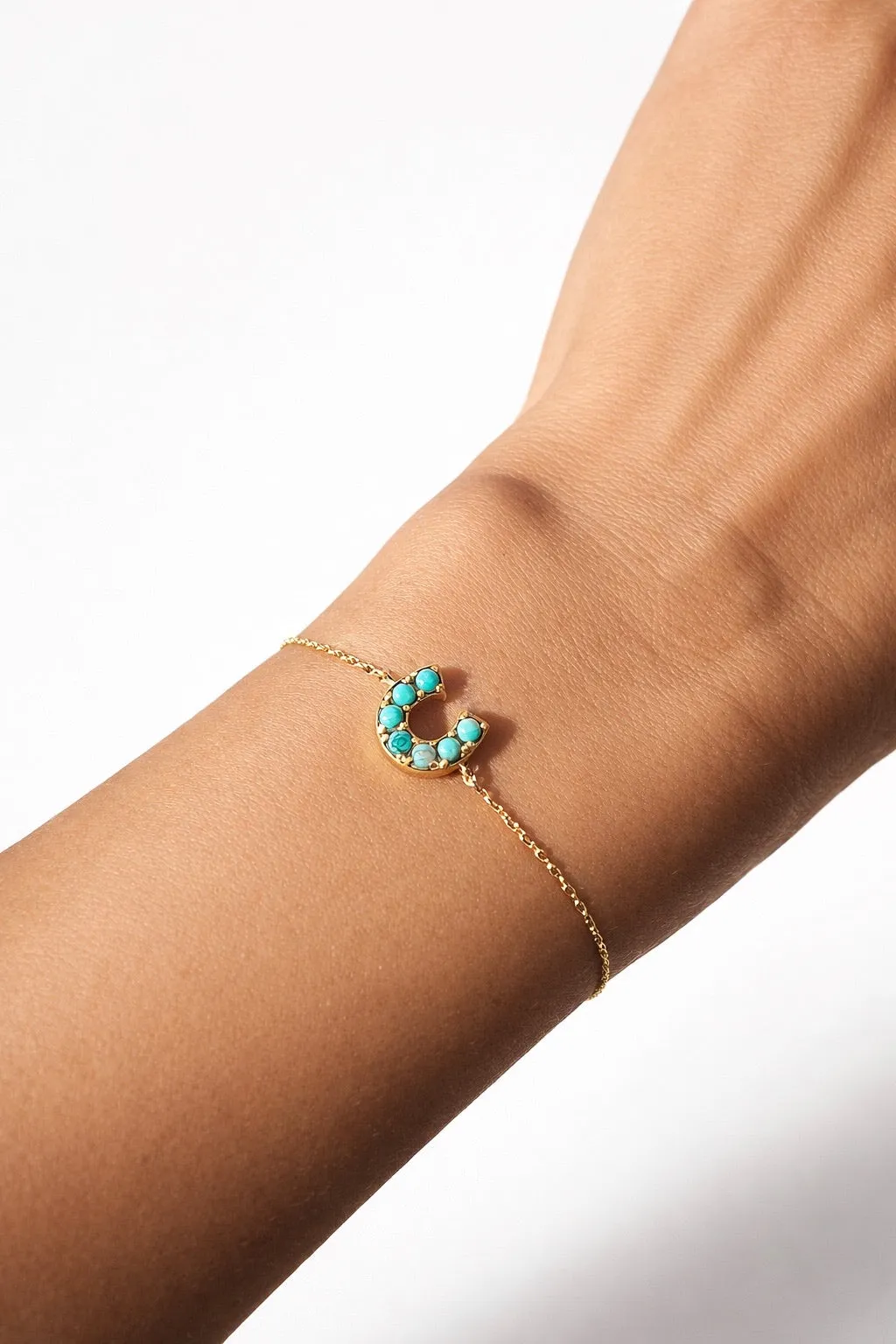 LUCKY HORSESHOE BRACELET- GOLD + TURQUOISE sold by Native Gem product image thumbnail 3