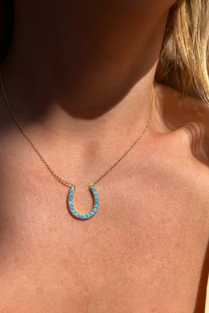 LUCKY HORSESHOE NECKLACE- GOLD + TURQUOISE sold by Native Gem product image thumbnail 3
