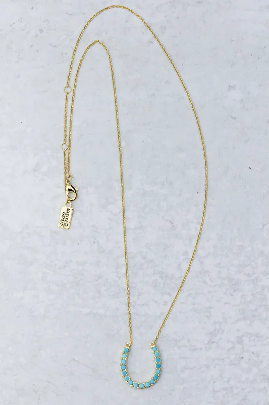 LUCKY HORSESHOE NECKLACE-  GOLD  + TURQUOISE made by Native Gem